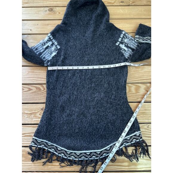 Albinaas Alpaca Women’s Peruvian Hooded Sweater Size Small Black - Picture 6 of 7
